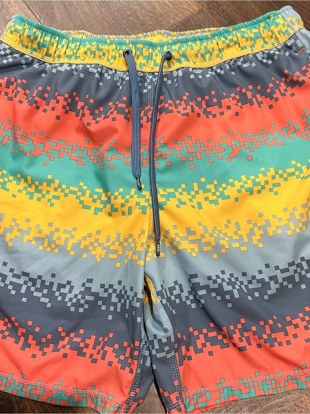 Men's SAXX Multicolor Pixel-Stripe Swim Shorts